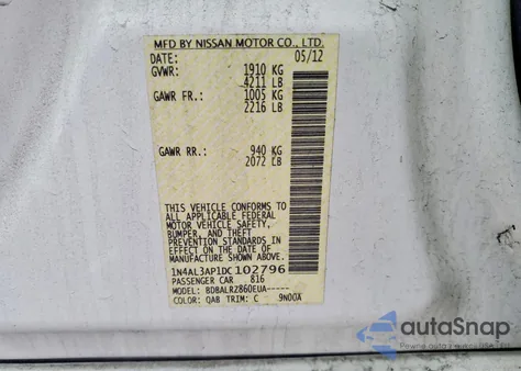2013 Nissan Altima 2.5 from USA, damaged, VIN 1N4AL3AP1DC102796